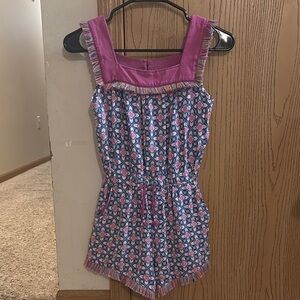 Pink and Blue Patterned Kids Romper